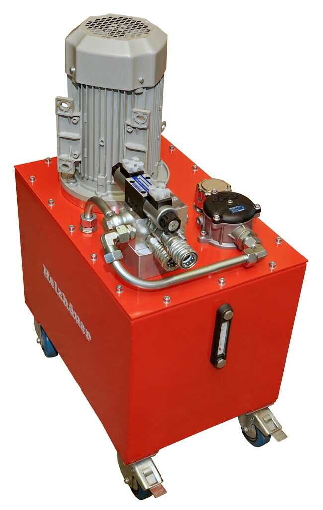 Preview: Werkstattaggregat Hydraulikaggregat 4 kW mit Pumpe 12ccm und Tank 96L 200 bar 18 l/min fahrbar