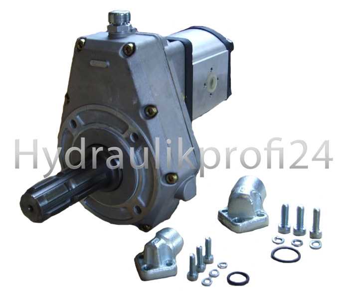 Hydraulikprofi24 - HOLZHÄUER Zapfwellengetriebe Stummel Pumpe 51l/min 25ccm  BG2 incl. Flanschwinkel